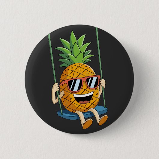 Grappige swingende ananas swinger knop ronde button 5,7 cm (Voorkant)