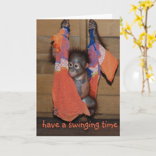 Grappige swingende verjaardag kaart (Gele Bloem)