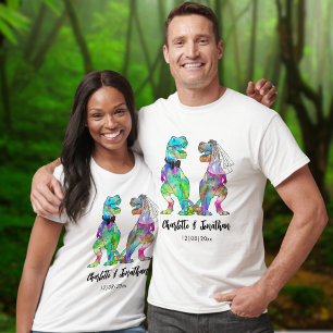Grappige T-Rex Bruid & Bruidegom Dinosaur Huwelijk T-shirt