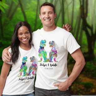 Grappige T-Rex Bruid & Bruidegom Dinosaurier Huwel T-shirt