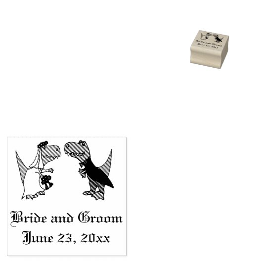 Grappige T-Rex bruid en bruidegom trouwstempel Rubberstempel (Gestempeld)