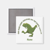 Grappige T rex cartoon God maakte elk schepsel Magneet (Voorkant / Achterkant)
