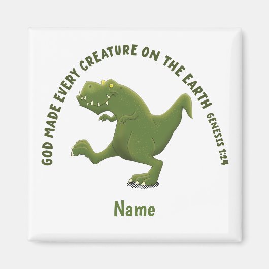 Grappige T rex cartoon God maakte elk schepsel Magneet (Voorkant)
