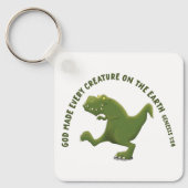 Grappige T rex cartoon God maakte elk schepsel Sleutelhanger (Voorkant)