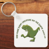 Grappige T rex cartoon God maakte elk schepsel Sleutelhanger (Voorkant)