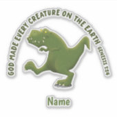 Grappige T rex cartoon God maakte elk schepsel Sticker (Voorkant)