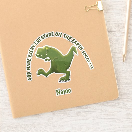 Grappige T rex cartoon God maakte elk schepsel Sticker (Notitieboek)