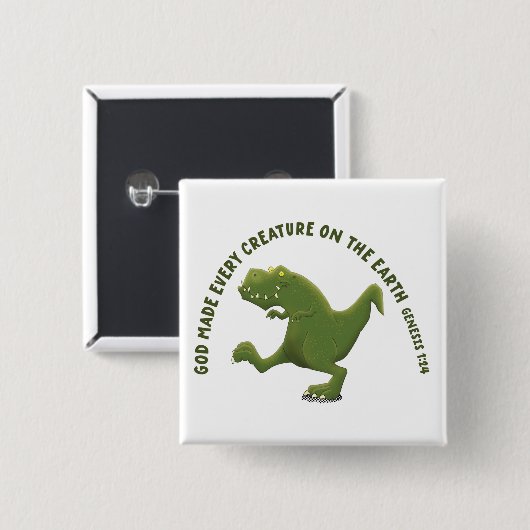 Grappige T rex cartoon God maakte elk schepsel Vierkante Button 5,1 Cm (Voorkant /achterkant)