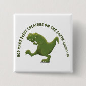 Grappige T rex cartoon God maakte elk schepsel Vierkante Button 5,1 Cm (Voorkant)