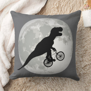 Grappige T-Rex die op een fiets rijdt Kussen