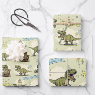 Grappige T Rex Dinosaur Jurassic Jongens Verjaarda Inpakpapier Vel