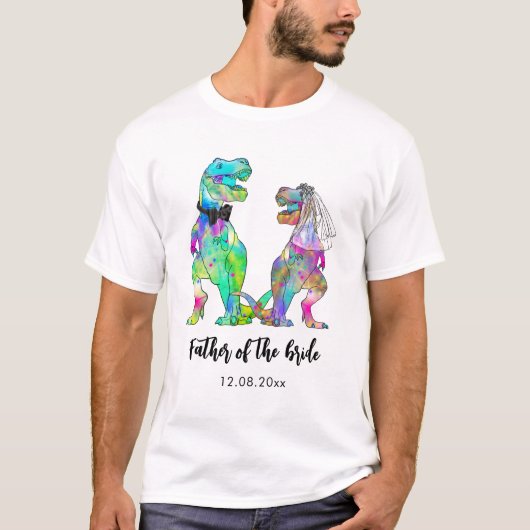 Grappige T-Rex Dinosaur Vader van de Bruid T-shirt (Voorkant)