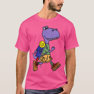 Grappige T-Rex Dinosaur Wandelen Natuur Cartoon T-shirt