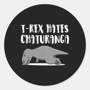 Grappige T-rex Dinosaur Yoga Kleding Perfecte Cade Ronde Sticker