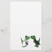 Grappige T-rex Dinosaurus Bruid en bruidegom Huwel Briefpapier (Voorkant)