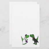 Grappige T-rex Dinosaurus Bruid en bruidegom Huwel Briefpapier (Voorkant / Achterkant)