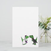 Grappige T-rex Dinosaurus Bruid en bruidegom Huwel Briefpapier (Staand voorkant)