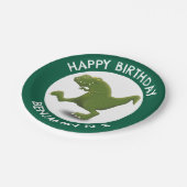 Grappige t rex dinosaurus cartoon gepersonaliseerd papieren bordje (Gekanteld)