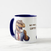 Grappige T-Rex Dinosaurus Eerste Koffie Kantoor Mok (Voorkant links)