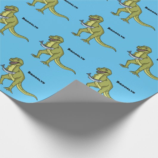 Grappige T rex dinosaurus illustratie Cadeaupapier (Hoek)