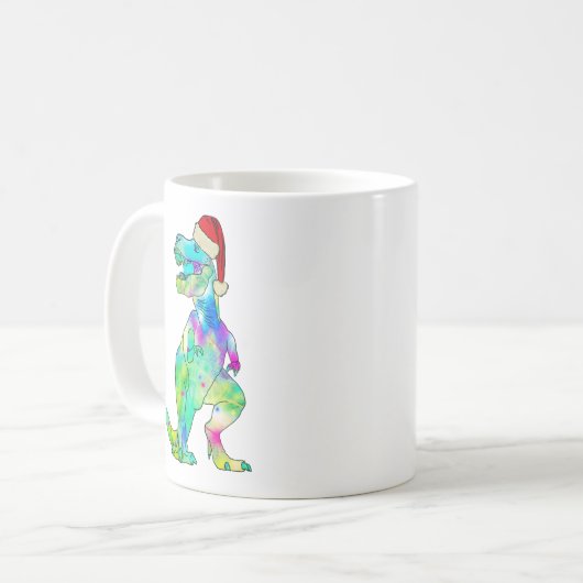 Grappige T-Rex Dinosaurus Kerstmis Koffiemok (Voorkant links)
