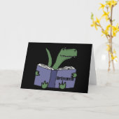 Grappige T-rex dinosaurus lezen Pensioenboek Kaart (Gele Bloem)