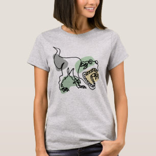 Grappige T-rex Dinosaurus Line Art met Kleur T-shirt