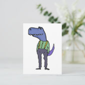 Grappige T-rex dinosaurus met bretels Briefkaart (Staand voorkant)
