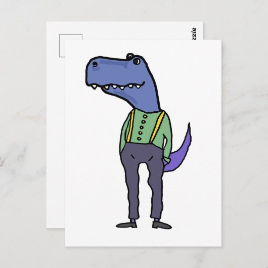 Grappige T-rex dinosaurus met bretels Briefkaart (Voorkant / Achterkant)