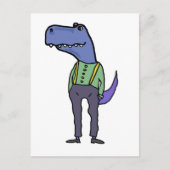 Grappige T-rex dinosaurus met bretels Briefkaart (Voorkant)