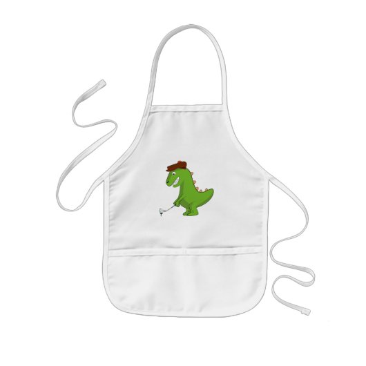 Grappige T-Rex Dinosaurus Speelt Golf Kinder Schort (Voorkant)