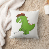 Grappige T-Rex Dinosaurus Speelt Golf Kussen (Deken)