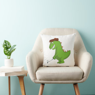 Grappige T-Rex Dinosaurus Speelt Golf Kussen