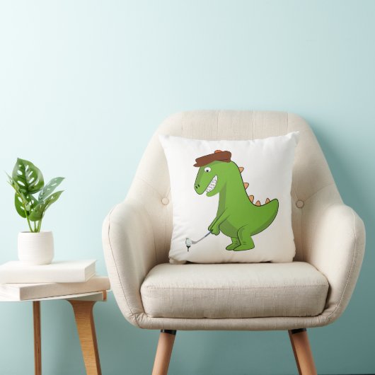Grappige T-Rex Dinosaurus Speelt Golf Kussen (Stoel)