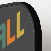 Grappige T-rex dinosaurus speelt pickleball kunst Pickleball Paddle (Links Detail)