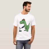 Grappige T Rex Dinosaurus Spelen Golf T-shirt (Voorkant volledig)