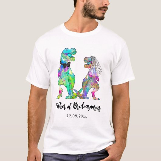 Grappige T-Rex Dinosaurus Vader van Brideasaurus T-shirt (Voorkant)