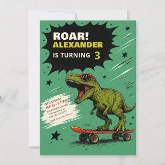 Grappige T-Rex Dinosaurus Verjaardagsfeest Uitnodi Kaart