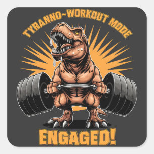 Grappige T Rex Dinosaurus Workout Fitness Gym Oefe Vierkante Sticker