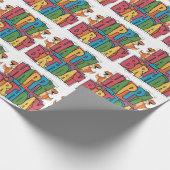 Grappige T-rex dinosaurussen en kleurrijke blokver Cadeaupapier (Hoek)