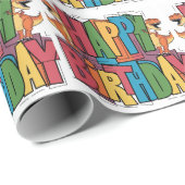 Grappige T-rex dinosaurussen en kleurrijke blokver Cadeaupapier (Rol Hoek)