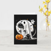 Grappige T-rex Geest Dinosaurus Halloween Kostuum Kaart (Gele Bloem)