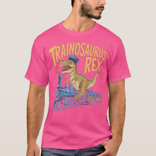 Grappige T-Rex-geleider die op een trein rijdt Tra T-shirt