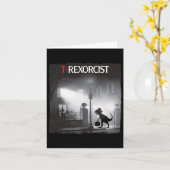 Grappige T-rex Horror Parodie Dinosaurus Halloween Kaart (Gele Bloem)