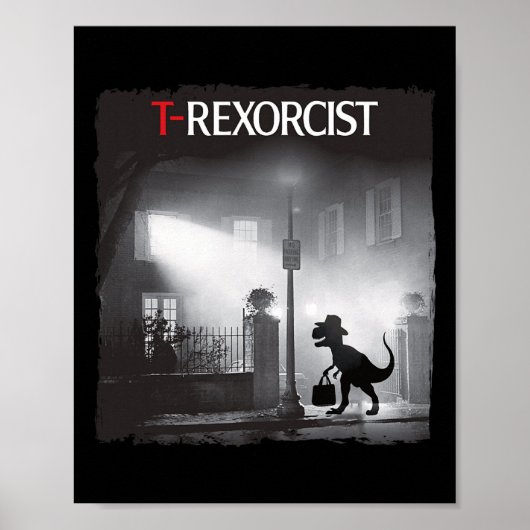 Grappige T-rex Horror Parodie Dinosaurus Halloween Poster (Voorkant)