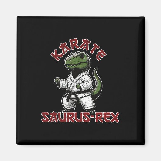 Grappige T-rex Karate Dino Martial Arts Kinderen Magneet (Voorkant)