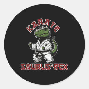 Grappige T-rex Karate Dino Martial Arts Kinderen Ronde Sticker