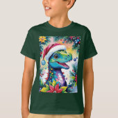 Grappige T-Rex Kerstfeest T-shirt (Voorkant)