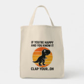 Grappige T Rex Klap Je Oh Retro Dinosaurus Grap Tote Bag (Achterkant)