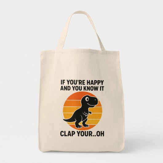 Grappige T Rex Klap Je Oh Retro Dinosaurus Grap Tote Bag (Voorkant)